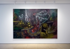 Installation view of Selected Works by 20th Century Masters featuring Roberto Matta's painting, Dar a Luz un Mundo, 1960.