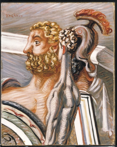 Giorgio de Chirico, Gladiateur et Philosophe, 1927-28 ​Oil on canvas 45.5 x 33.5 cm. (18 x 13 1/8 in.) ©Helly Nahmad Gallery NY